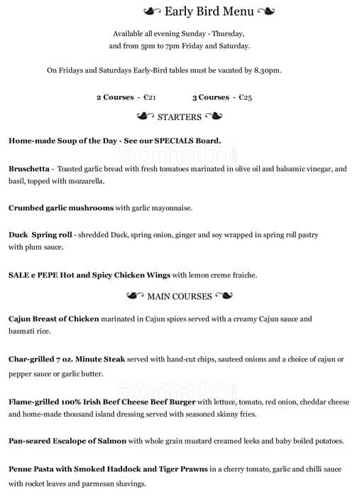 SALE e PEPE Menu, Menu for SALE e PEPE, Malahide, Dublin Zomato Ireland