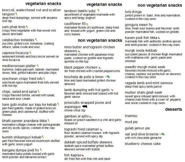 Mix The Westin Menu, Menu for Mix The Westin, Hitech City