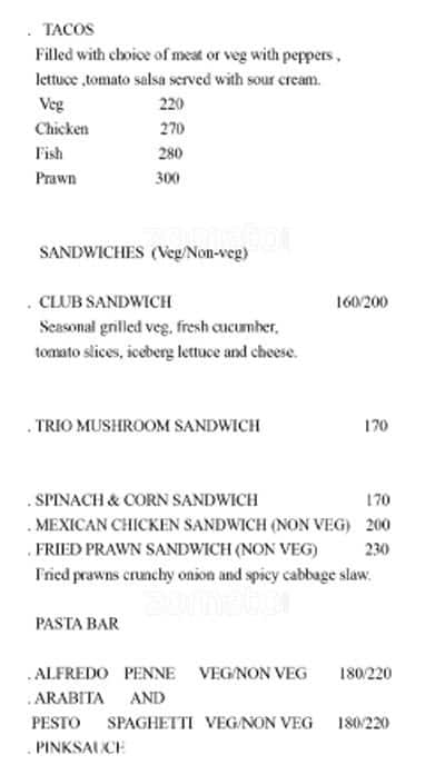 Menu at Mexitaly, Hyderabad, Levels