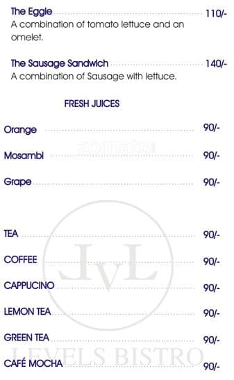 Menu at Mexitaly, Hyderabad, Levels