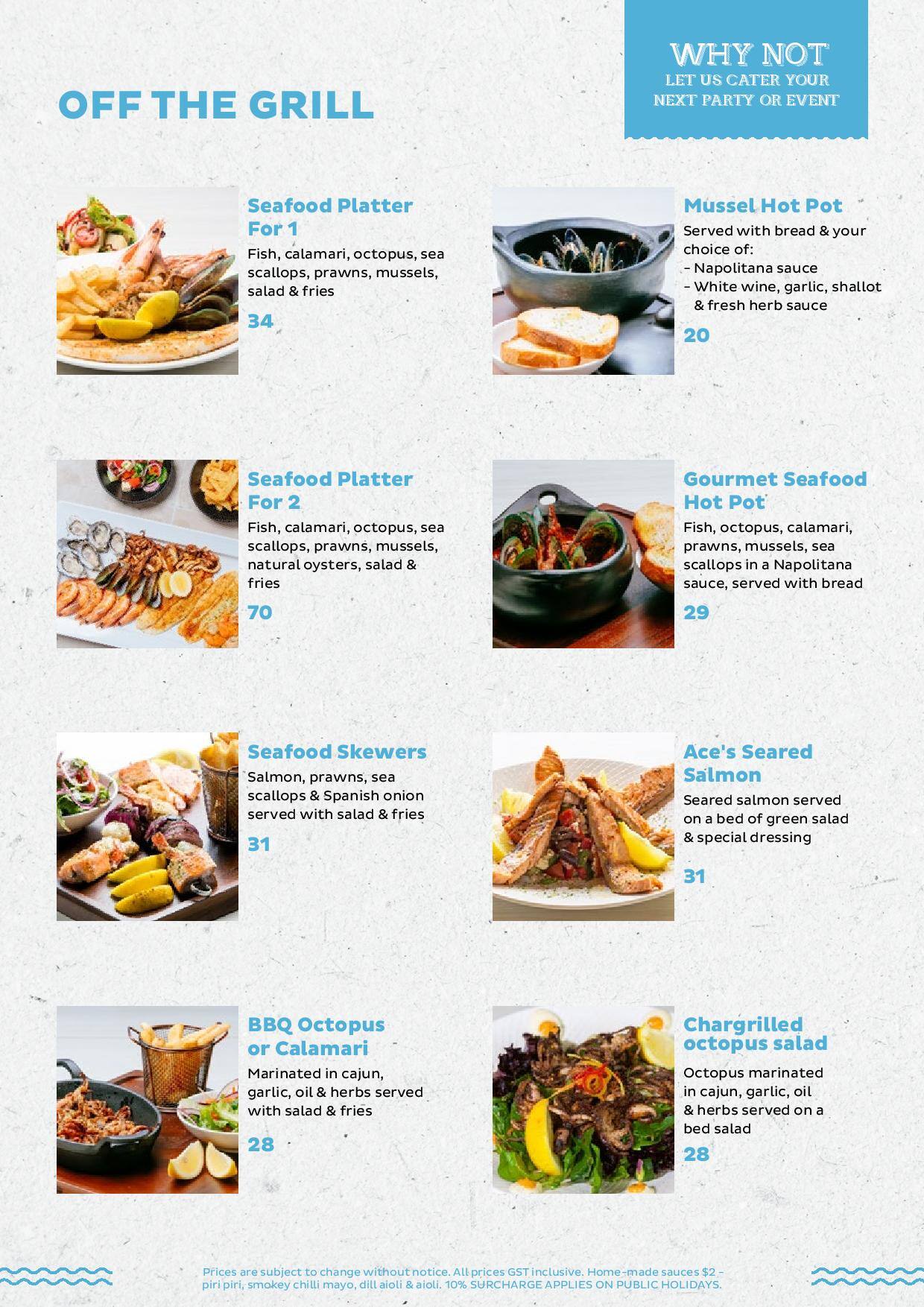 Aces Ocean Foods Menu Menu For Aces Ocean Foods Padstow Sydney