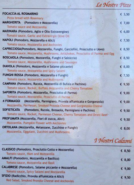 Menu di San Cosimato Caffé 