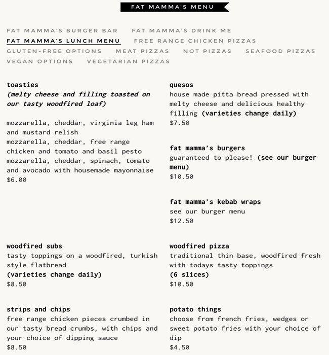 Menu at Fat Mamma's Pizza pizzeria, High