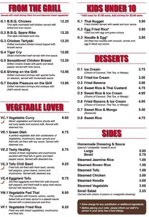 Thai Cottage Ii Menu Menu For Thai Cottage Ii Sugar Land Houston