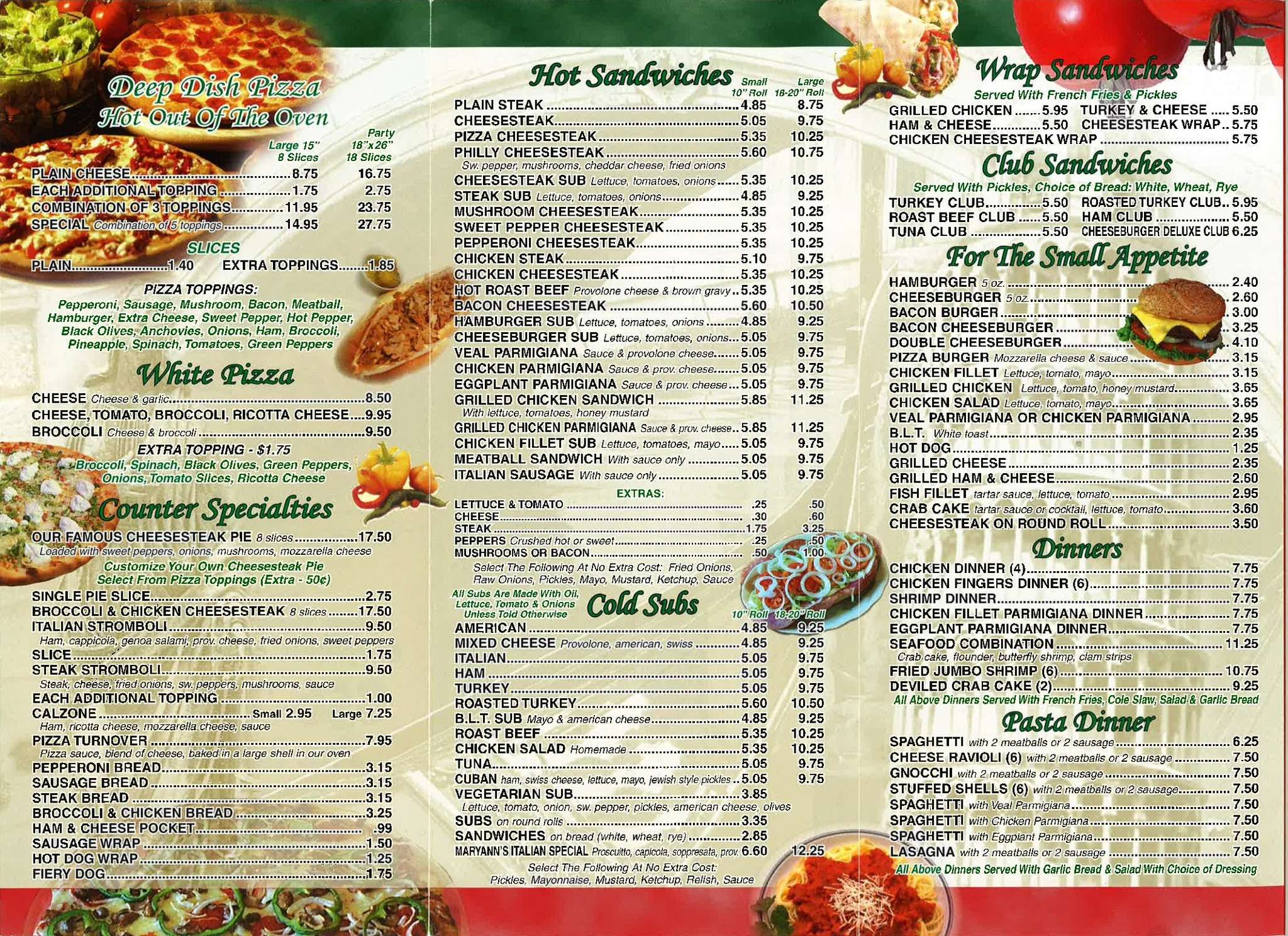 Roman Pantry Menu Menu For Roman Pantry Penns Grove Carneys