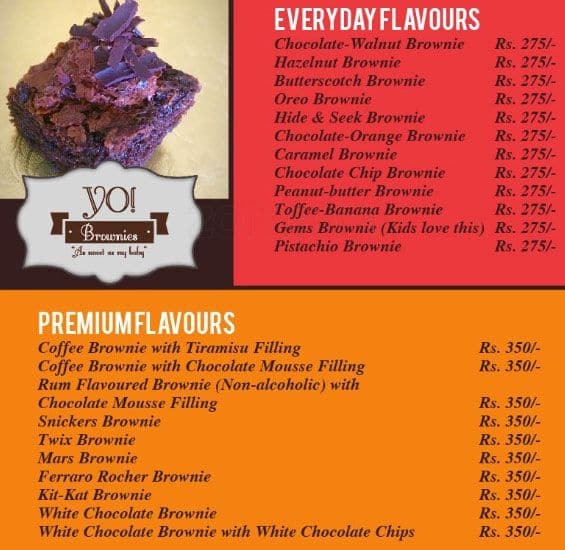 Yo Brownies Menu, Menu for Yo Brownies, Khar, Mumbai Zomato