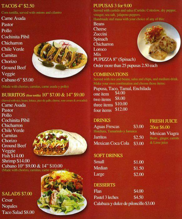 Carta de Taco Max