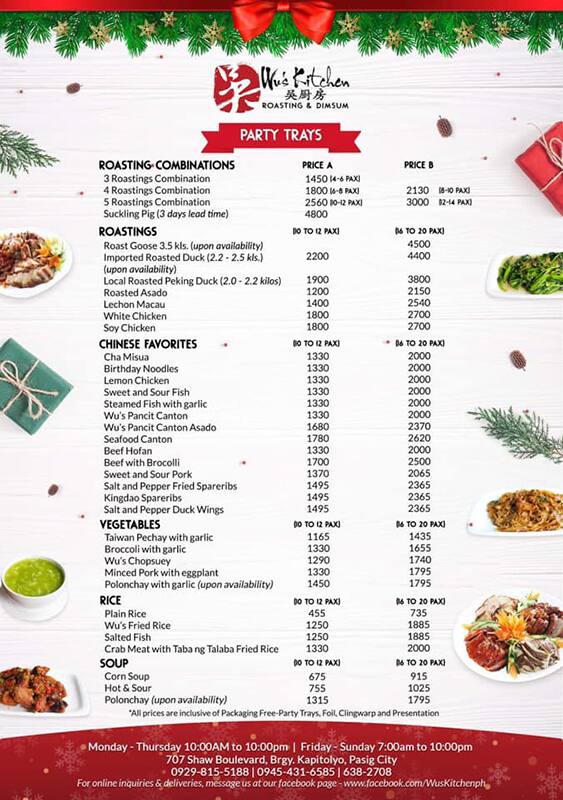 Wu S Kitchen Menu Menu For Wu S Kitchen Kapitolyo Pasig City