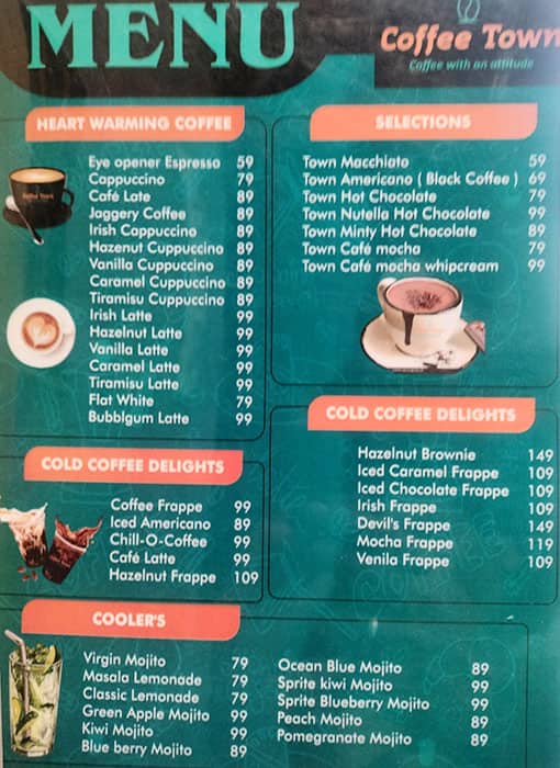 Menu of Coffee Town, Mira Road, Mumbai