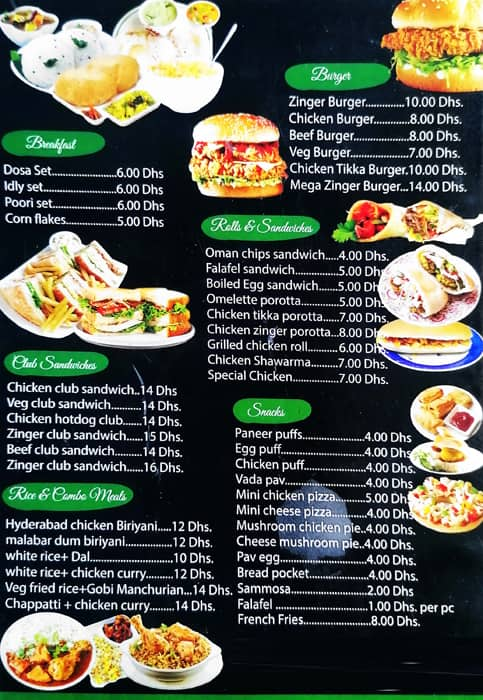 Menu of Families Mart Cafe, Trade Centre Area, Dubai