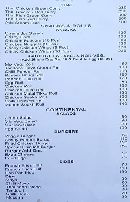Saturn The Food Planet menu
