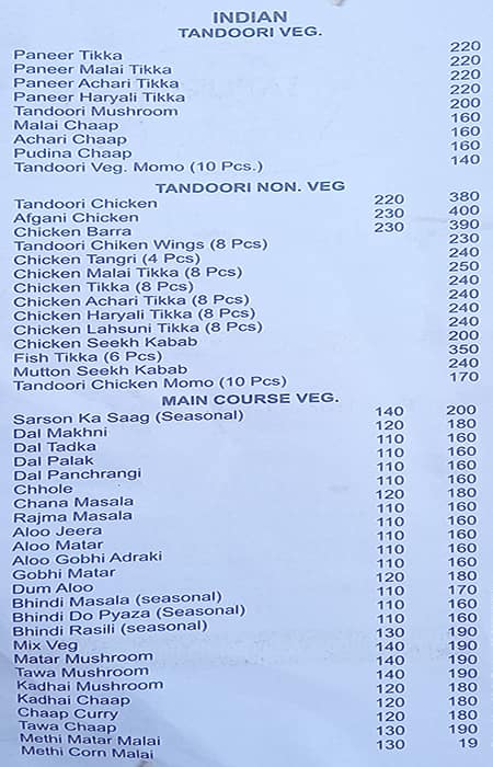 Saturn The Food Planet menu