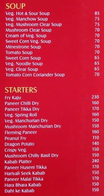 Middle Town menu