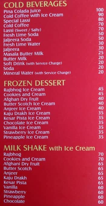 Middle Town menu