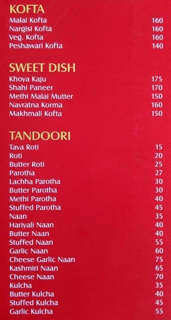 Middle Town menu