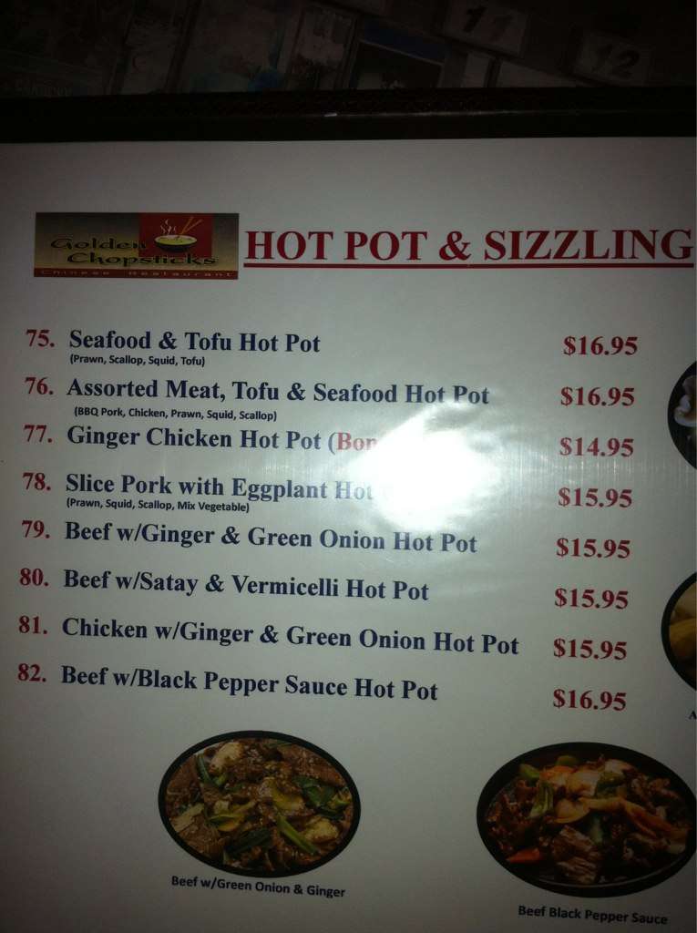 Golden Chopsticks Menu, Menu for Golden Chopsticks, Merritt, Merritt