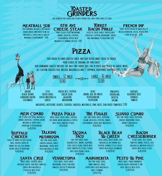 Menu at Half Pint Pizza Pub,