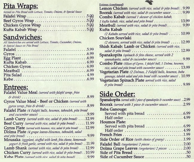 The Castle menu, Menu restauracji The Castle, North San Jose, San Jose ...