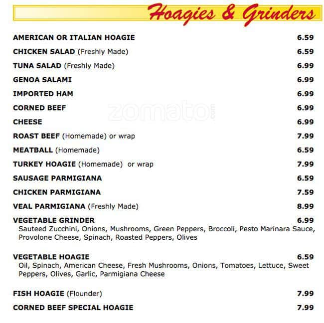 Menu at Famous Georges Pizzeria Pasta, King of Prussia