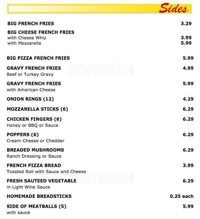 Menu at Famous Georges Pizzeria Pasta, King of Prussia