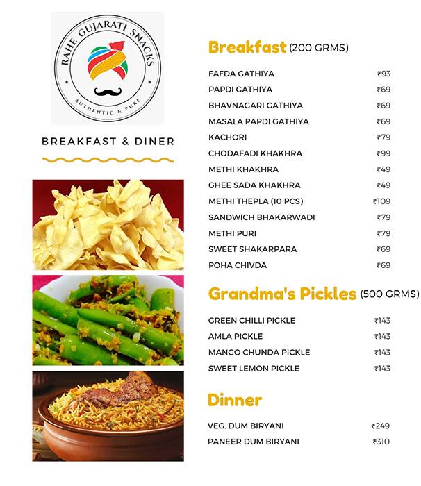 Gujarati Food Menu