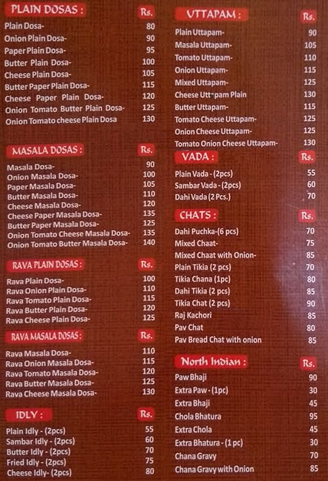 Menu at Ralli's Golpark, Kolkata, 56 Ballygunge Gardens Road