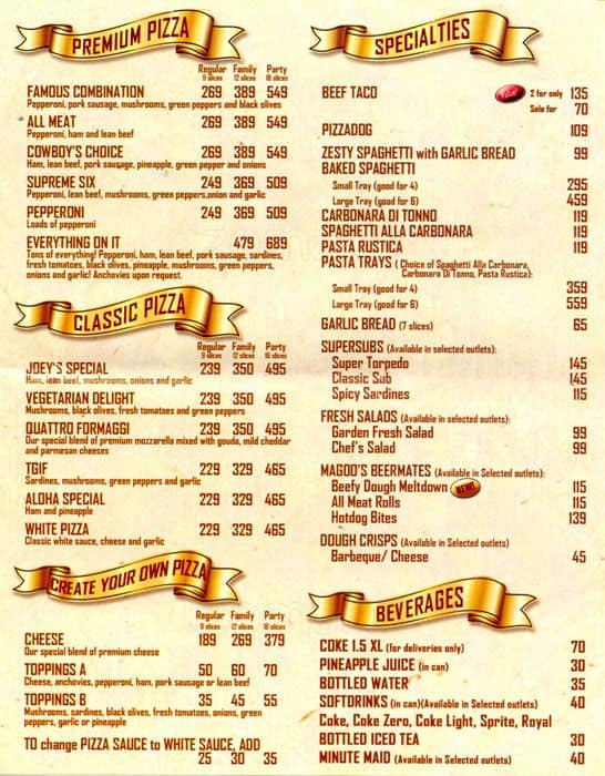 Magoo's Pizza Menu, Menu for Magoo's Pizza, Libis, Quezon City Zomato