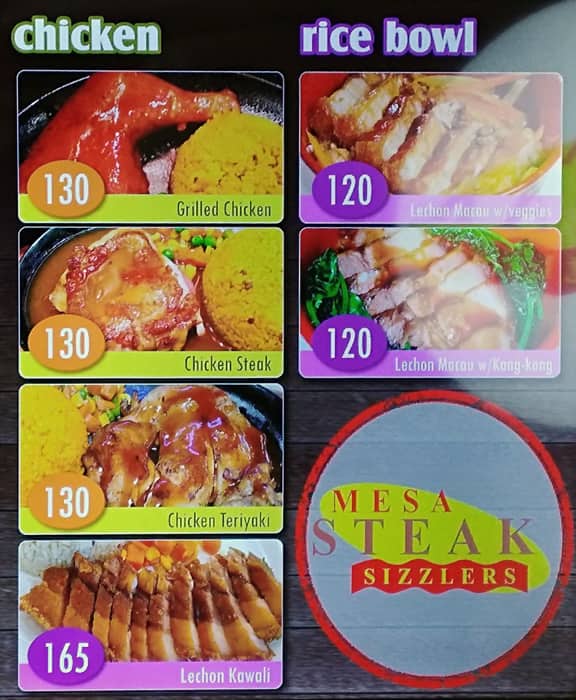 Menu at Mesa Steak Sizzlers steakhouse, Quezon City