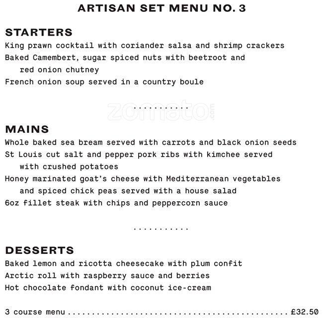 Artisan Food Menu at Grace England blog