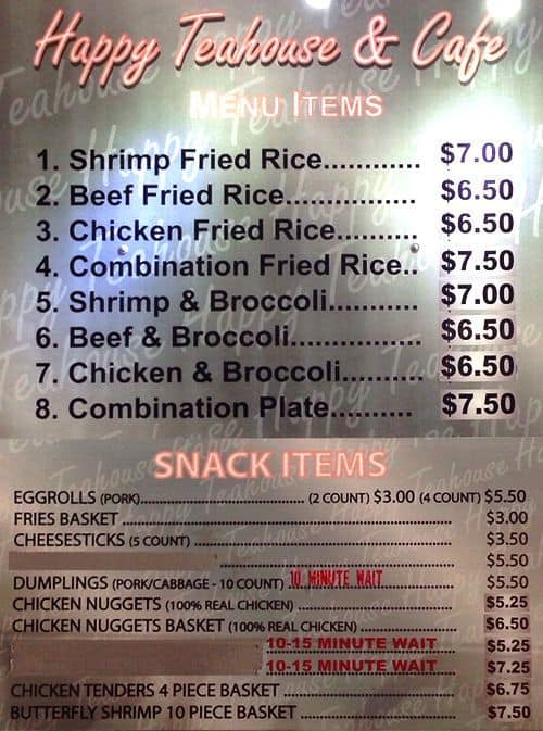 Happy Tea House Menu, Menu for Happy Tea House, Briar Meadow, Houston