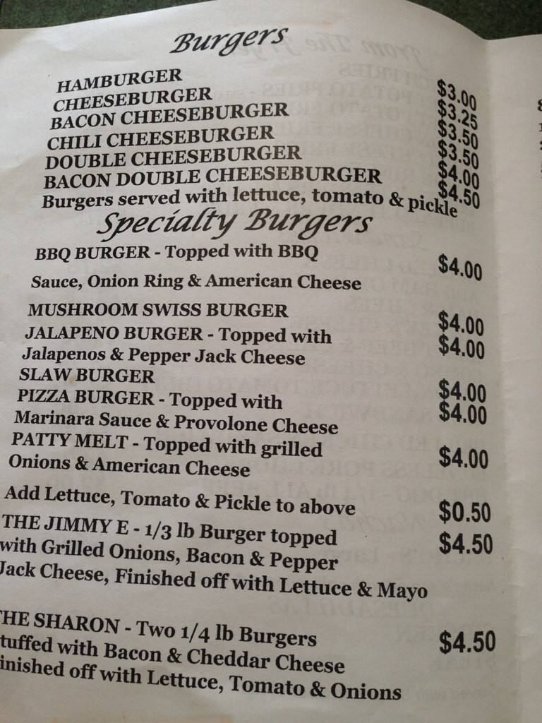 Jimmy-D's menu