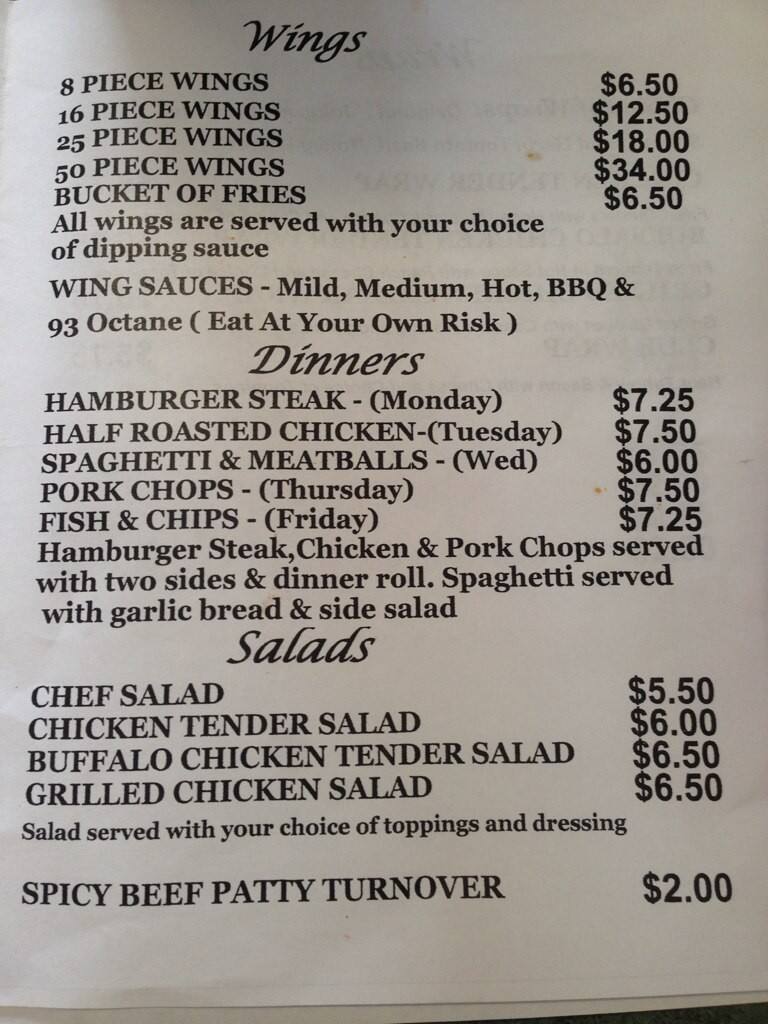 Jimmy-D's menu