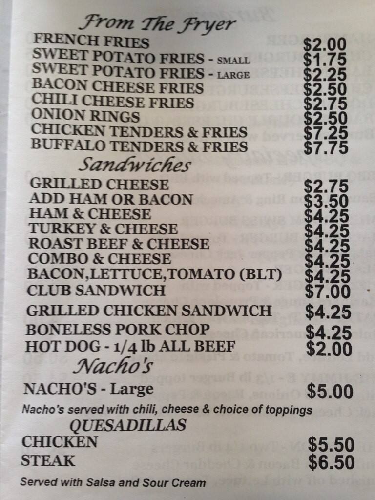 Jimmy-D's menu