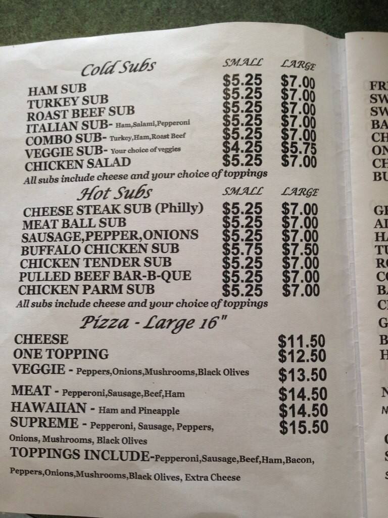 Jimmy-D's menu