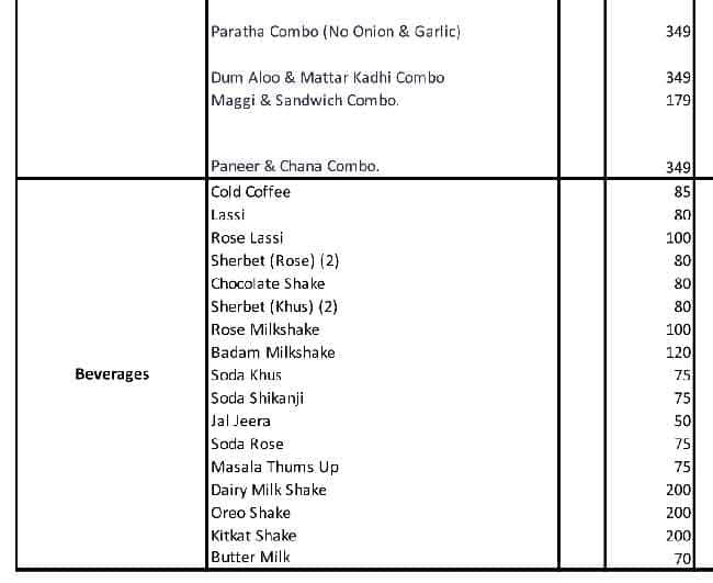 Krishna's The Vegetarian Paradise menu