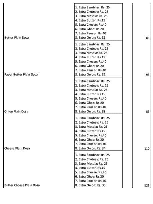 Krishna's The Vegetarian Paradise menu