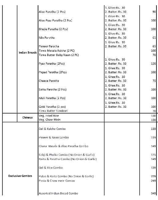 Krishna's The Vegetarian Paradise menu