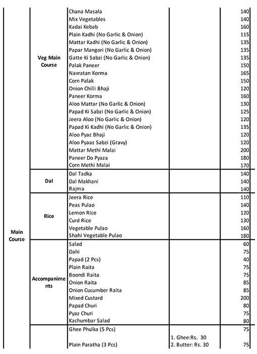 Krishna's The Vegetarian Paradise menu