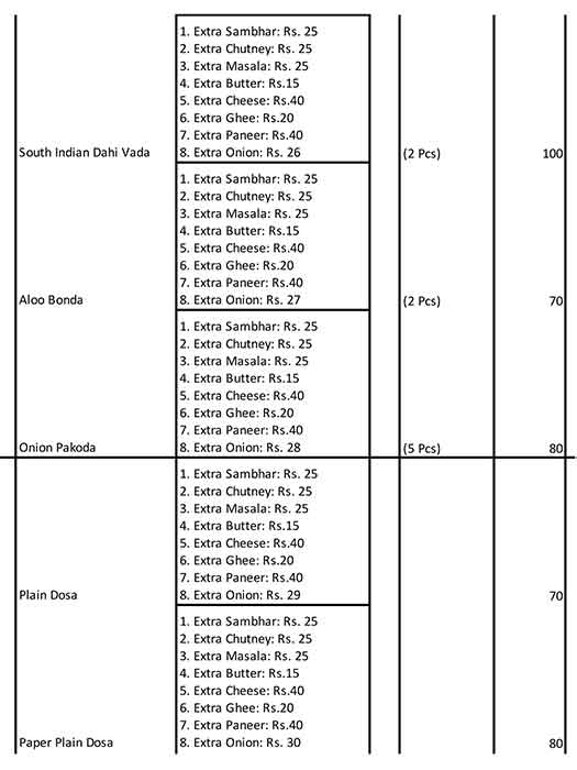 Krishna's The Vegetarian Paradise menu