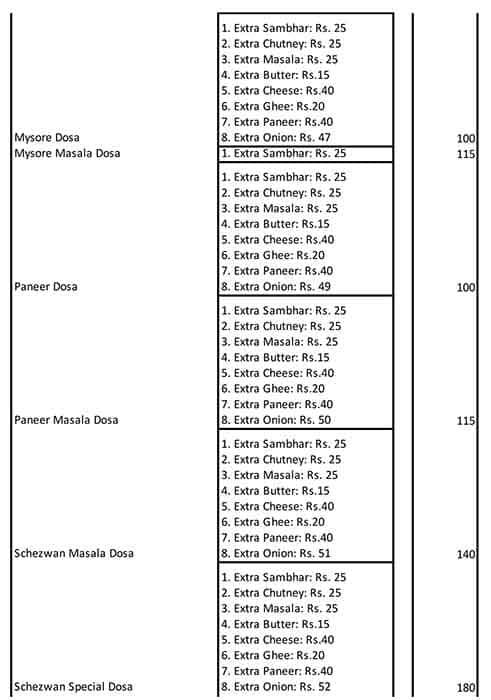 Krishna's The Vegetarian Paradise menu