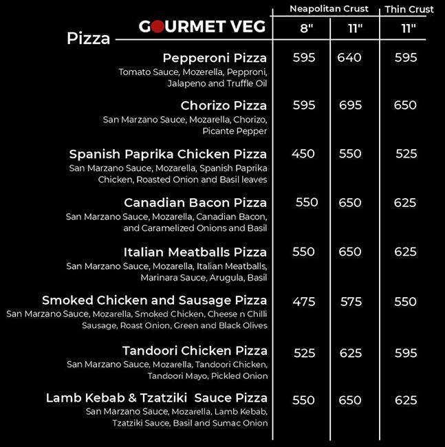 Over The Pizza menu