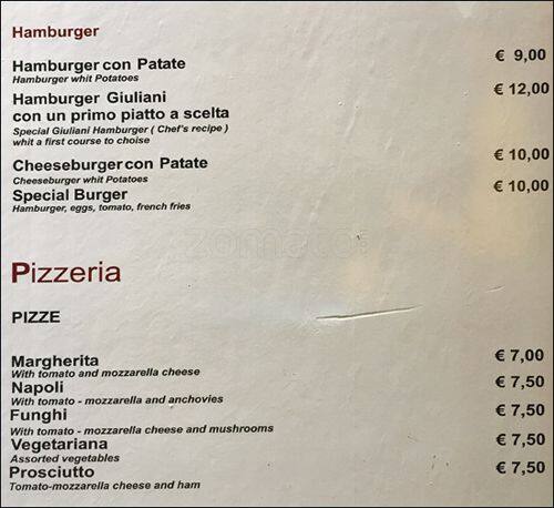 Menu di Enoteca Giuliani 