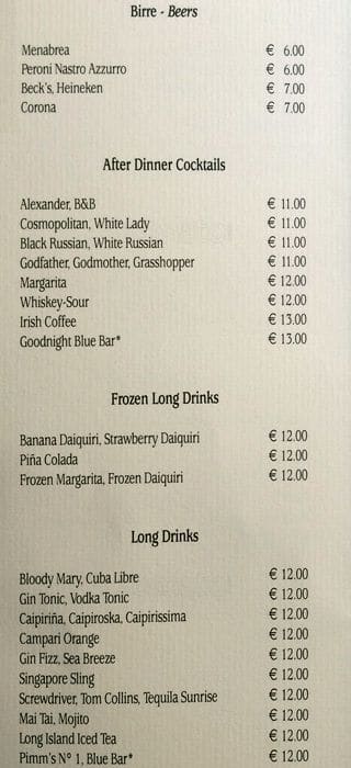 Menu di UNA Hotels Empire Roma 