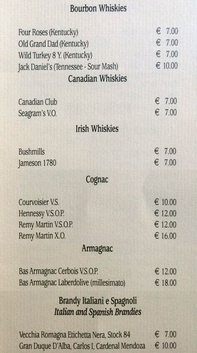 Menu di UNA Hotels Empire Roma 