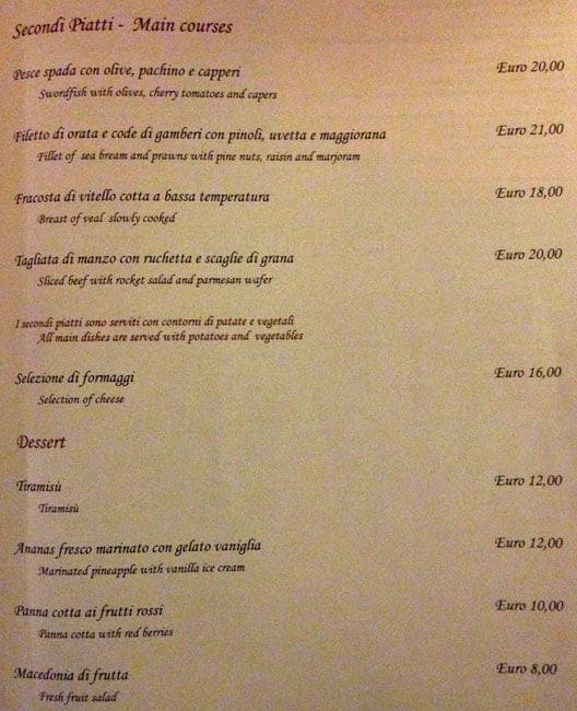 Menu di UNA Hotels Empire Roma 