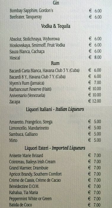 Menu di UNA Hotels Empire Roma 