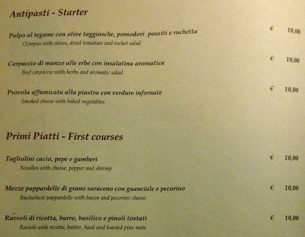 Menu di UNA Hotels Empire Roma 