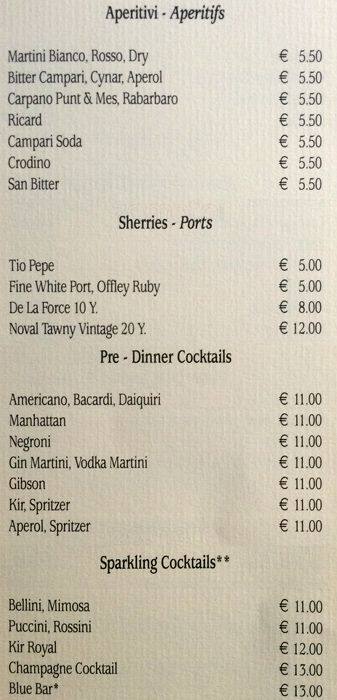 Menu di UNA Hotels Empire Roma 