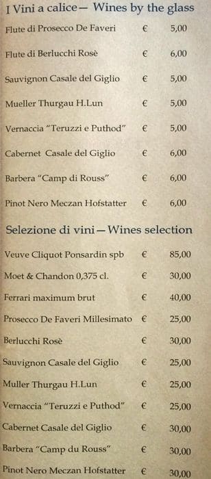 Menu di UNA Hotels Empire Roma 