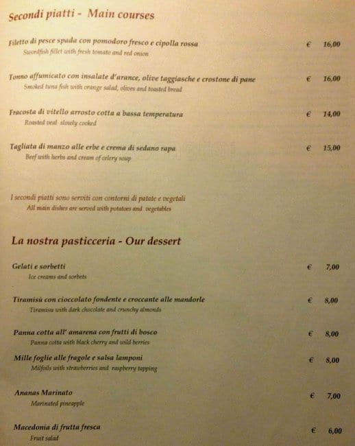 Menu di UNA Hotels Empire Roma 